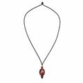 Red Dzi pendant necklace on white background