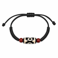 Black cord Dzi bracelet on white background