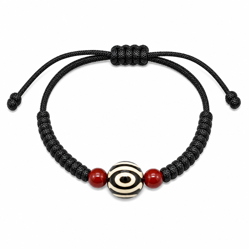 Round eye Dzi bracelet on white background